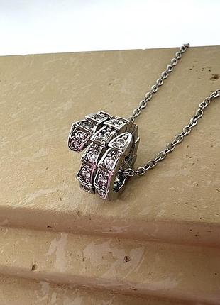 Срібна підвіска кулон змія