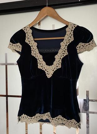 Вінтажна оксамитова(велюрова) блуза