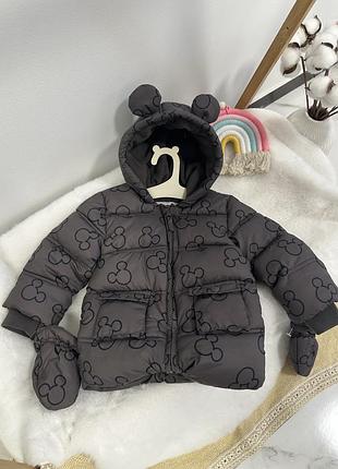 Классная куртка микки с рукавичками disney baby, теплая куртка, курточка, куртка
