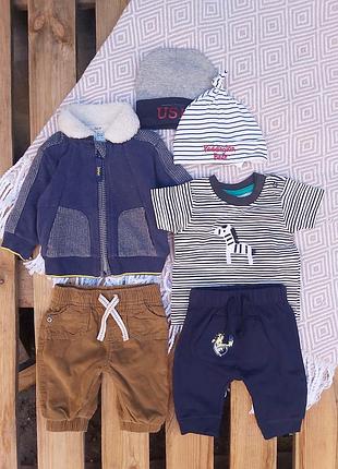 Набор на 0-3 месяца. брюки, кофта, футболка, шапочка. состояние нового 🐣