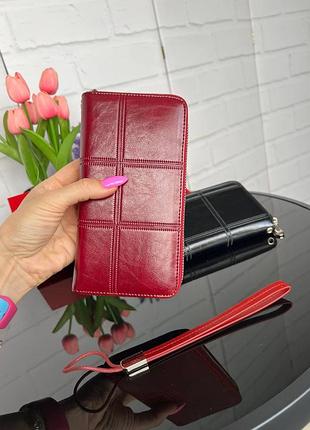 Женский стильный и качественный кошелек из натуральной кожи бордо