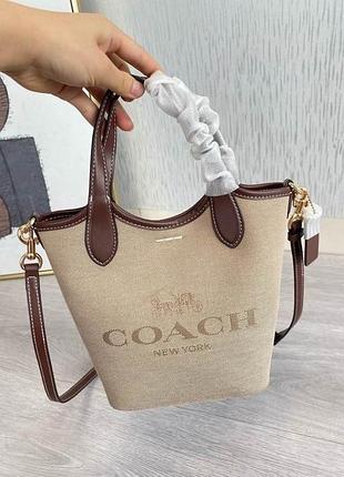Coach new york – canvas leather tote bag