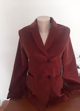 Бархатный двубортный пиджак massimo dutti