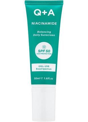Крем для обличчя сонцезахисний балансувальний spf50 q+a niacinamide balancing daily sunscreen, 50 мл