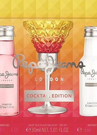 Набір cocktail edition pepe jeans (туалетна вода для жінок 30 мл + лосьйон для тіла 50 мл + гель для душу 50