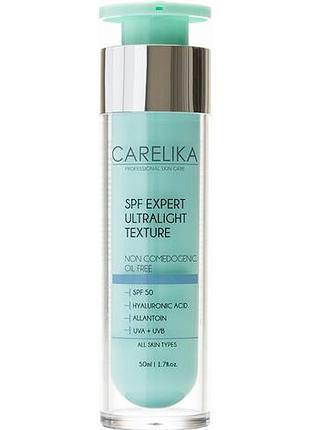 Крем сонцезахисний для обличчя з надлегкою текстурою spf50 carelika, 50 мл