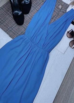 Нова шифонова сукня h&m l плаття на запах коротке плаття з вирізом блакитна сукня святкова