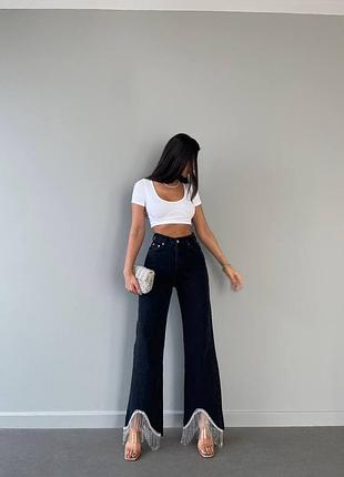 Джинсы палаццо с камнями туречина