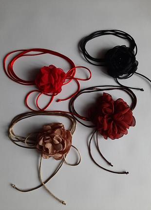 Акция🔥 набор чокеров. чекер конфет. цветок на шейку. цветок чокер. чокер роза. чокер на шею. набор украшений на шею. наряды на шейку.