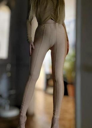 Лосины бежевые, эластан, размеры s, m, l.