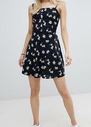 Сукня сарафан з льоном в квітковий принт