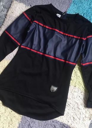 Кофта со вставкой с экокожи