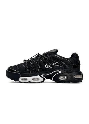 👟 чоловічі кросівки nike air max plus tn lace toggle black white  👟