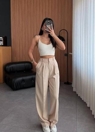 Брюки классические прямые бежевые новые 44-46