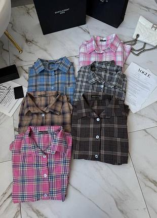 Жіноча сорочка оверсайз фланель на ґудзиках в клітинку 12 кольорів!!!