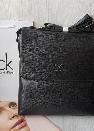 Br s кожаная мужская сумка calvin HW0HW01150 black клапан
