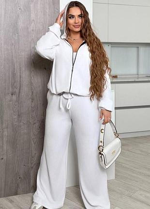 Женский спортивный костюм велюр белый мод.15574