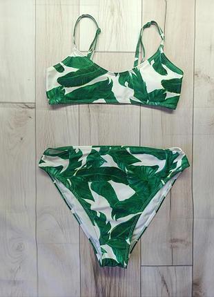 Купальник раздельный в тропический принт m boohoo