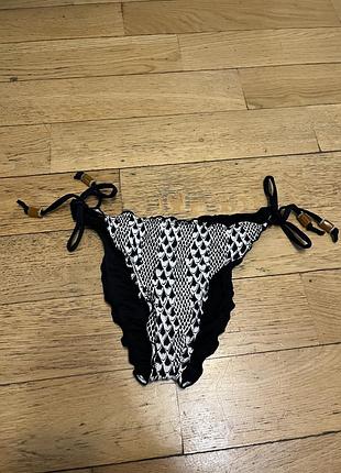 Жіночі плавки з принтом, на завʼязках чорно- білі розмір s/m