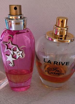 Набор остатков у флаконах оригинальных духов.