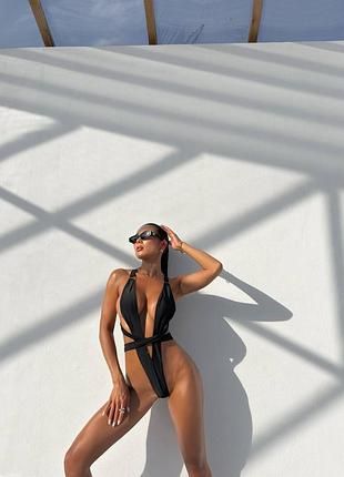 2885/19 черный слитный сексуальный купальник трансформер очень откровенный