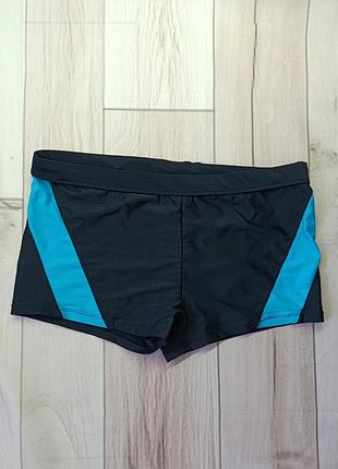 Мужские плавки для бассейна черные с синим на шнуровке м