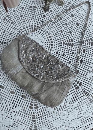 Парчовая сумочка клатч с камнями от accessorize