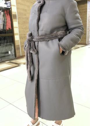 Дублянка шуба,невагома!мерінос,двостороння,тедді,капюшон,пояс