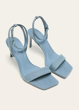 ‼️есть нюанс new стильные джинсовые босоножки на каблуке stradivarius туфли сандалии