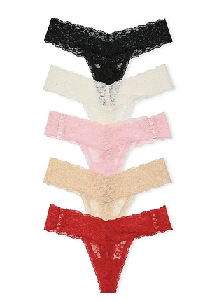 Набор из 5 кружевных трусиков стринг victoria’s secret, оригинал