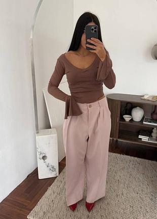 Женские современные брюки костюмка высокая посадка