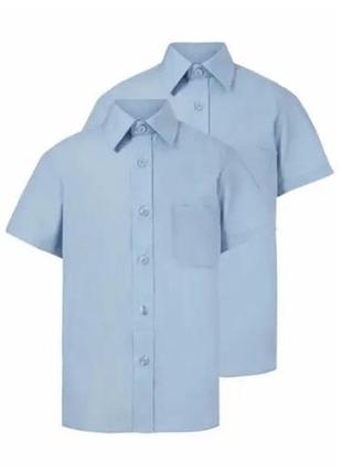Нарядная голубая фирменная летняя школьная рубашка рубашка с коротким рукавом george для мальчика 4-5 лет 104-110 как новая