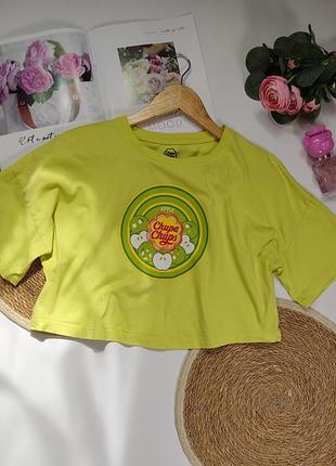 Кроп-топ, укороченная футболка салатового цвета в размере xs-s-м