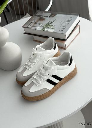 Кеды женские alesan белые + черный + беж, экокожа