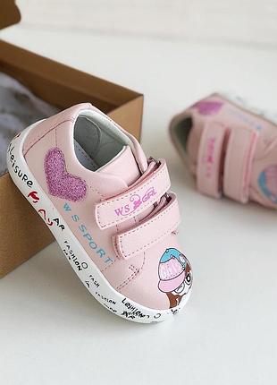 Дитячі кеди на дівчинку 21 розмір рожеві weestep
