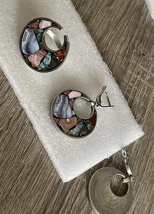 Срібний гарнітур з натуральними вставками. 19р