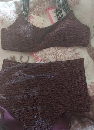 Женский раздельный купальник, с высокой посадкой