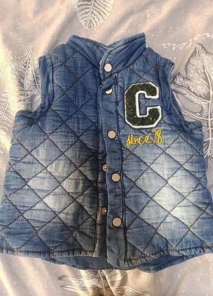 Джинсовая жилетка унисекс 86 размер 12-18 месяцев