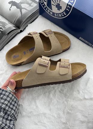 Жіночі тапки шльопанці шльопки birkenstock arizona beige