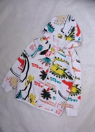 Яркая кофта на молнии 2-3 года в динозаврики