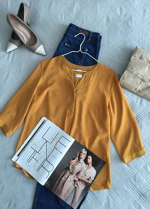 Красивая блуза свободного кроя с рукавом 3/4 в облепиховом цвете в размере 42