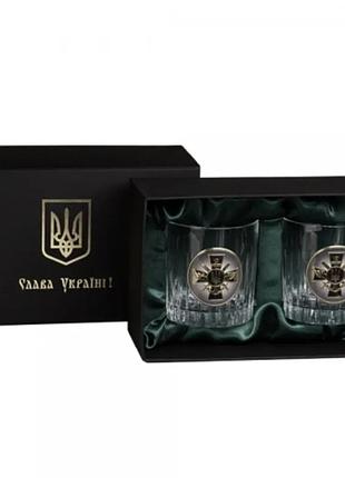 Набор бокалов для виски "генштаб всу" boss crystal, оригинальные бокалы с гравировкой