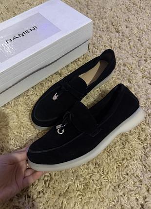 Лофери жіночі чорні шкіра мокасини 38