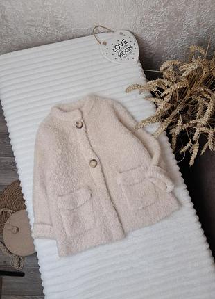 Теплый кардиган пальто на пуговицах от zara 2-3 года (92-98), идеальный, как верхняя одежда, в составе шерсть