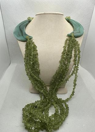 Бусы хризалит и агат