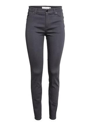 Брюки скинни темно серые 36 размер высокая посадка h&amp;m