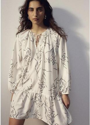 Свободное натуральное мини платье , p. xs-s