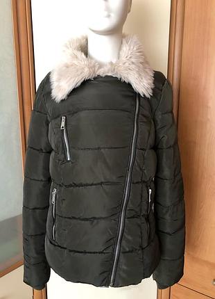 Куртка косуха с меховым воротником хаки vero mode