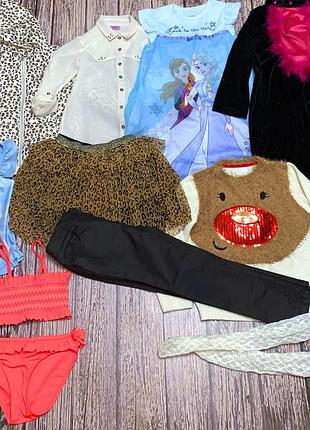 Пакет фирменных вещей для девочки 5-6 лет. 110-116 см(10 шт.)