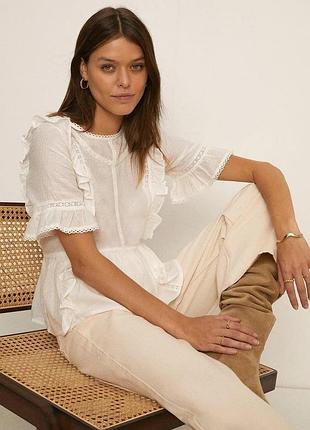 Біла жіноча блузка блуза з воланами  бренд oasis, р.14 нюанс